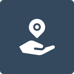 Hand holding a location pin icon