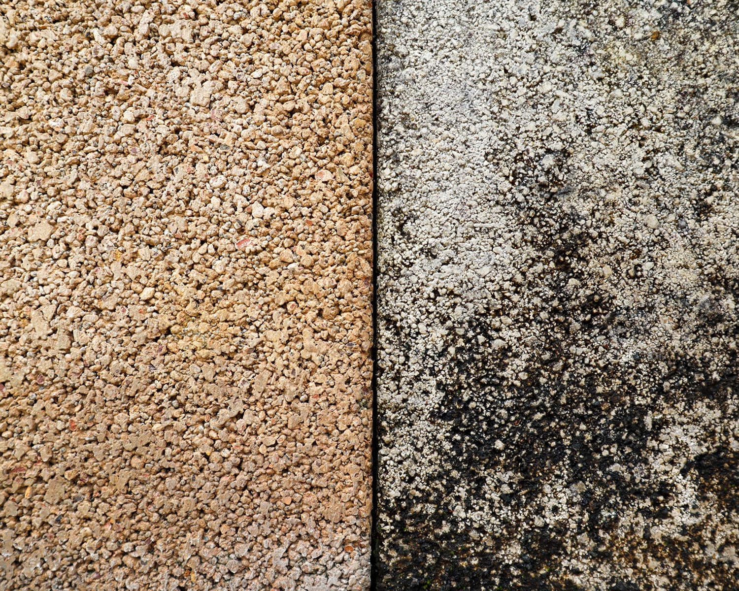 Beige and black-speckled textured concrete surfaces