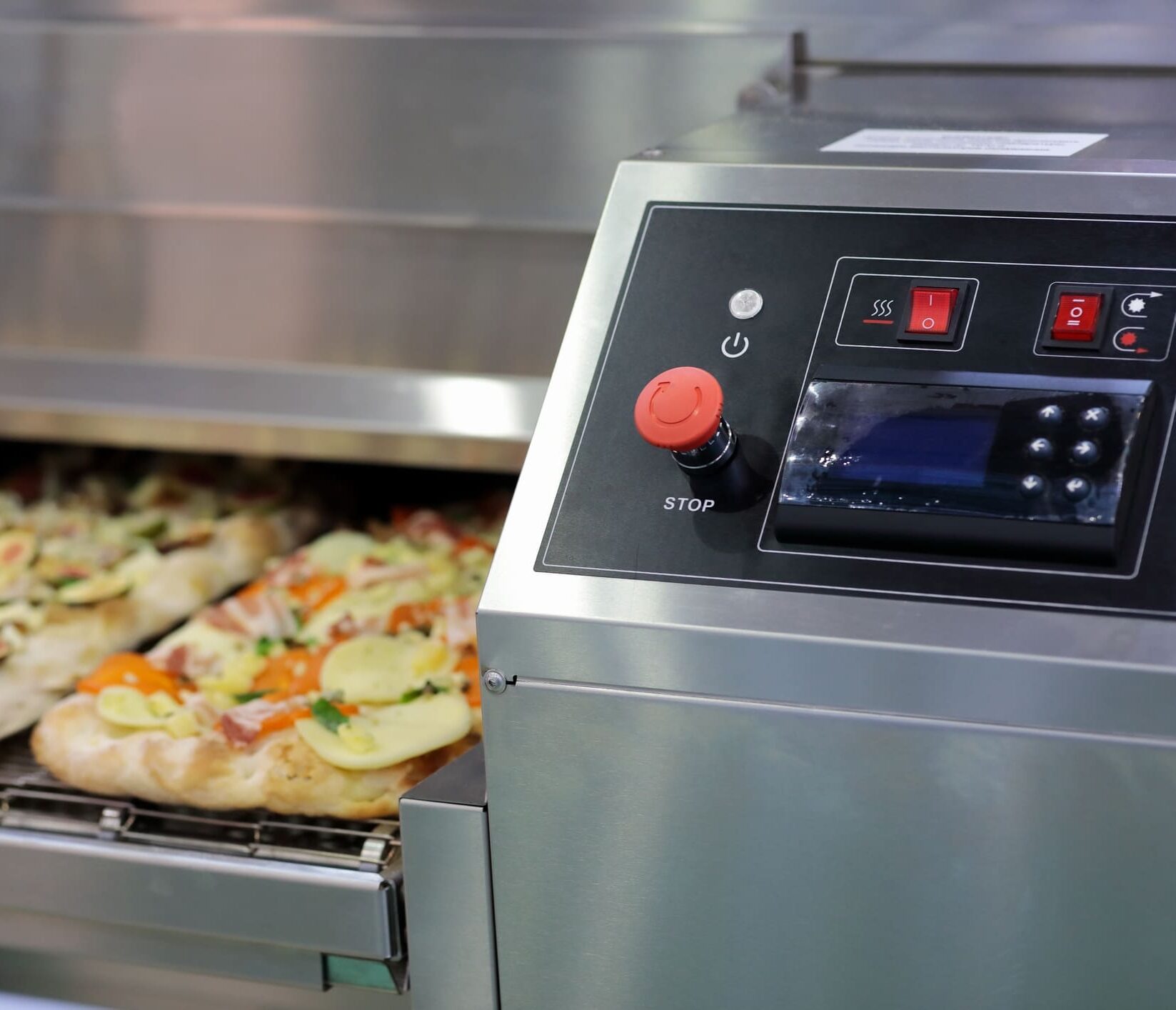 Commercial conveyor pizza oven control panel